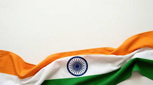 Indian independence day celebration vibrant tricolor flag on white background for patriotic designs