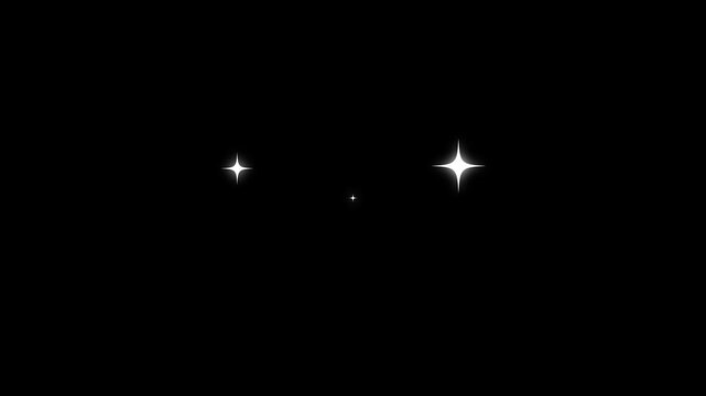 Shimmering Starbursts sparkle and glow in a clean black background animation for festive celebrations and awards