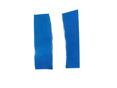 Two blue paper strips with torn edges isolated on transparent background.