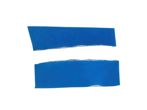 Two strips of blue paper with torn edges isolated on a transparent background.