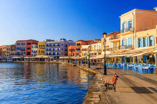 Island of Crete, Greece. Old Venetian Port of Chania.