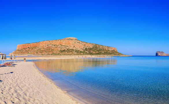 Crete, Greece. Balos Lagoon beach and Gramvousa island.