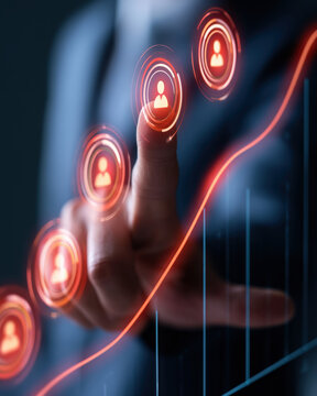 Customer Growth Curve with Digital User Icons