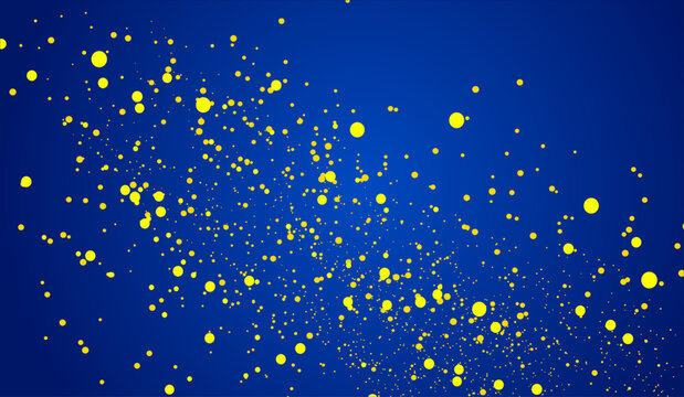 Festive background with vibrant yellow dot sprinkles and sparkles on royal blue