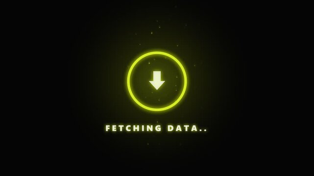 Fetching data digital loading animation with glowing yellow ring