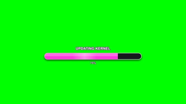 Updating kernel progress bar animation on a green screen background