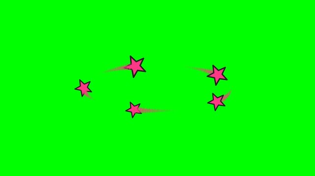 Cartoon dizzy stars spinning animation on green screen