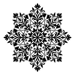 Fototapeta premium Black floral mandala ornament symmetric decorative circular design with ornament