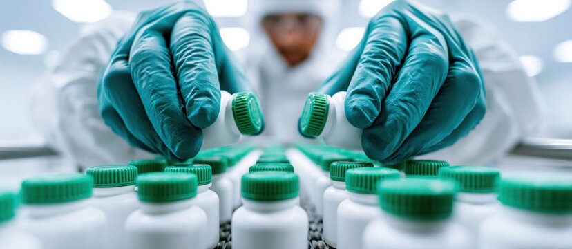 Pharmaceutical research and development process closeup