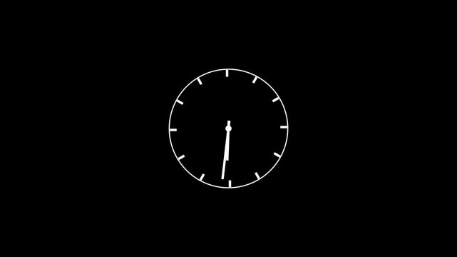 clock icon animated on black background. first spinning clocks hand.