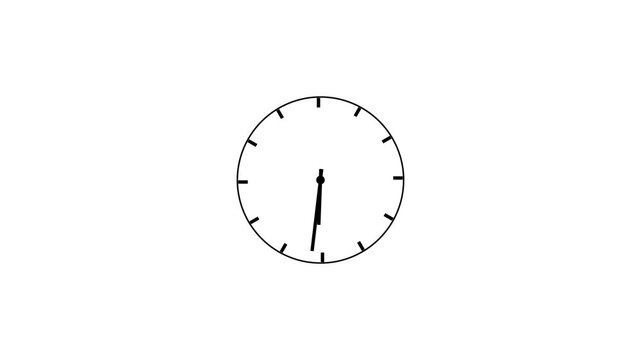 clock icon animated on black background. first spinning clocks hand. clock icon animation and 4k video