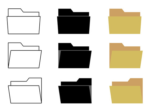 file folder icon set document directory storage vector collection