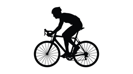 Fototapeta premium Cyclist riding a road bike black silhouette