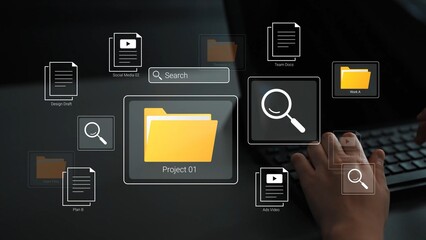 Digital workspace concept showcasing file organization, project management, and productivity tools...
