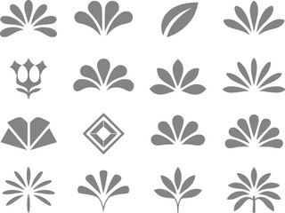 Obraz premium Una colección de varios elementos minimalistas florales, de hojas y geométricos sobre un fondo blanco limpio