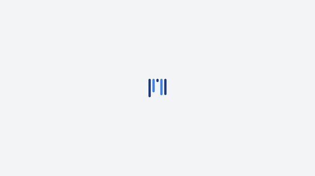 Minimalist blue vertical bars fluctuate with rhythmic motion in this clean graphic animation loop designed for modern digital interface displays