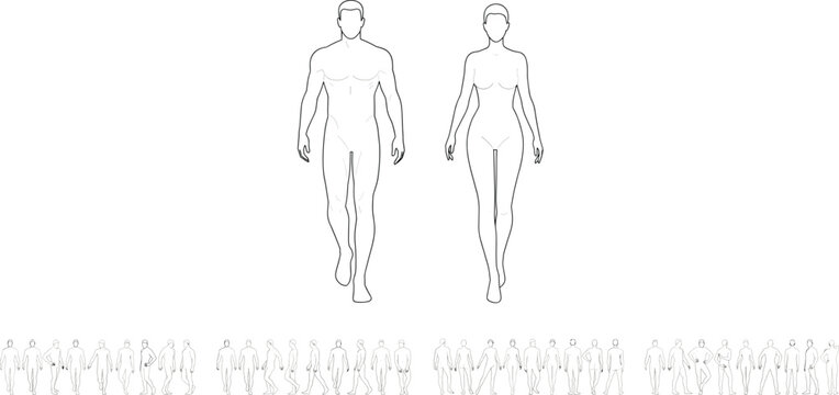 Male and Female Mannequin Figures with Multiple Poses human