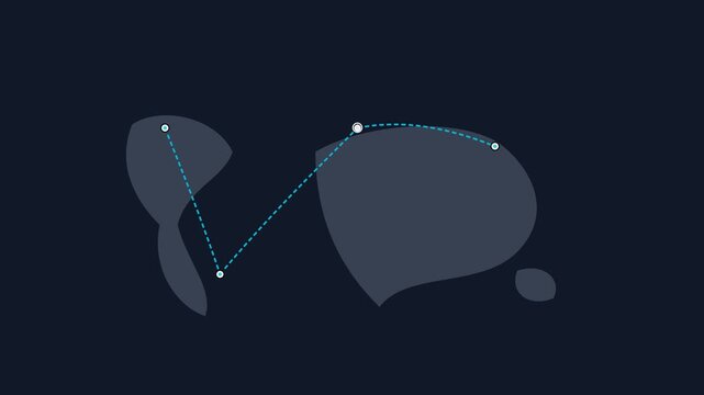 Minimalist blue vector shapes connected by glowing dashed lines in this smooth digital animation motion graphic design video clip