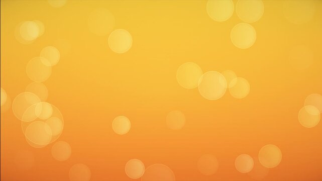 Floating circular bokeh particles on yellow orange gradient, warm summer vibe, sunny positive background, abstract color of warmth, horizontal festive backdrop, 4K animation 