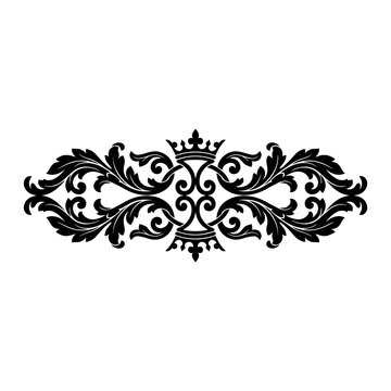 Decorative heraldic crown ornament with floral scrolls ornament heraldic