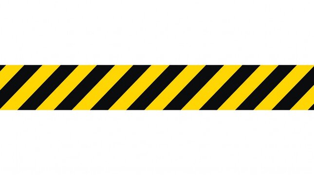 Yellow and black diagonal striped caution tape pattern on white background for construction warning.