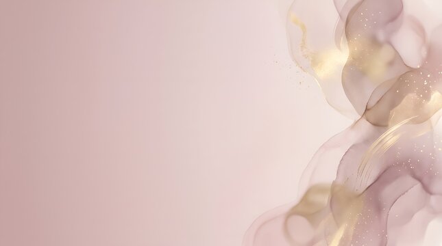Watercolor abstract shapes with gold accents on a pastel background