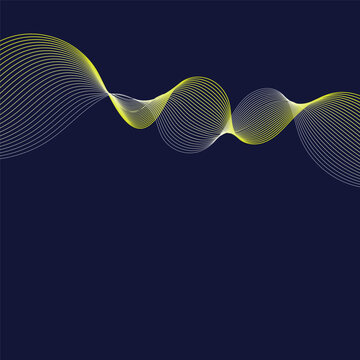 Abstract wavy line background with gradient on dark backdrop.Vector illustration, flat design
