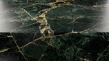 Dark green marble texture with gold veins. Luxury stone background for interior design. © Usama