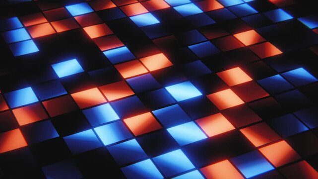 Led screen grid with glowing lights. Seamless loop.