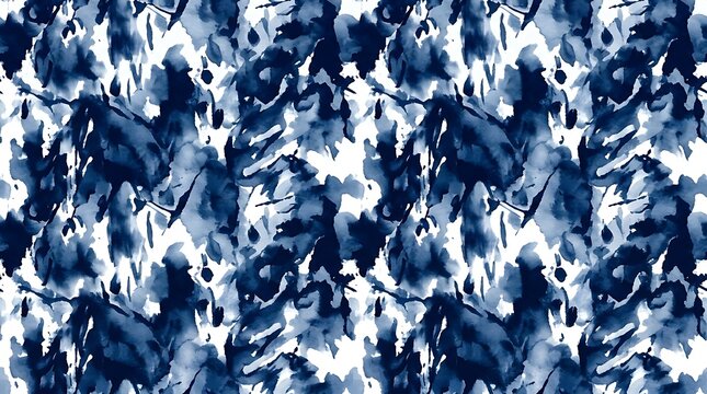 Indigo blue ink wash seamless texture for textile design