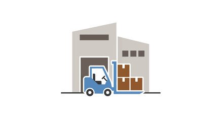 Warehouse Scene With Forklift And Boxes Flat Vector Illustration © MSTMARIA