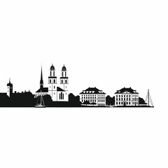 Obraz premium City Skyline Silhouette with Historic Buildings and Modern Structures