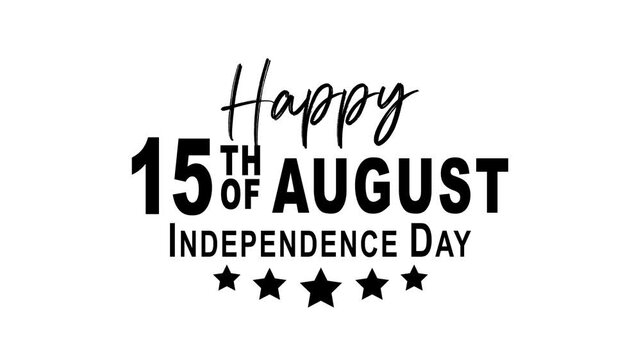 Black text indian independence day celebration banner design with decorative star shape elements. Suitable for promoting patriotic events and festive celebrations.