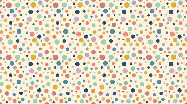 Colorful scattered circles seamless pattern on beige background