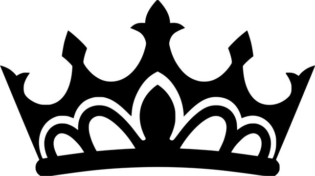 Crown & Tiara silhouette icon set, flat black glyph style, pure white background