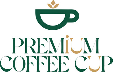 Fototapeta premium Premium coffee shop logo design with green and gold accents
