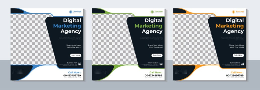 Digital marketing agency business social media post design template
