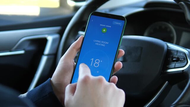 Control home comfort remotely with a smart thermostat app while on the road. Connected living, energy efficiency and seamless automation reflect the future of intelligent homes.