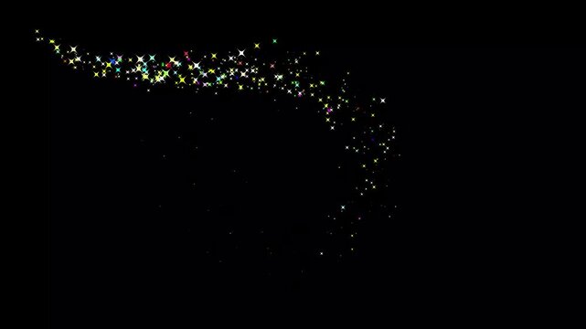 glittering golden star lines, animated shine stars, stars blinking sparkle cute animation  black background. luxury white glitter sparkles star trail, magic dust, pixie dust path 4k.