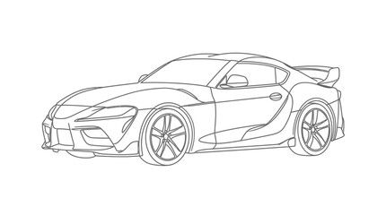 Fototapeta premium Modern sports car line art illustration for coloring and design