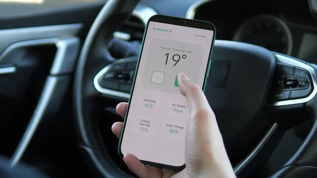 Mobile app displays intelligent climate management with humidity, energy savings and solar monitoring. Digital innovation creates a smarter and more sustainable living environment.