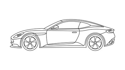 Naklejka premium Minimalist continuous line drawing of a luxury sports car silhouette