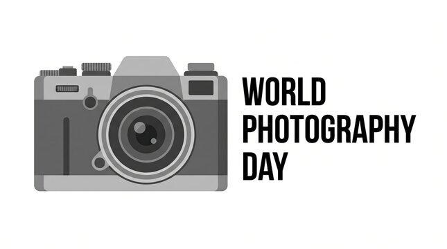 World photography day illustration celebrate with camera graphics and typography