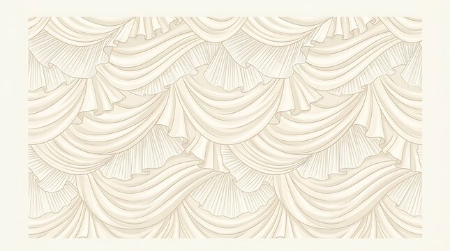 Elegant cream draped fabric ruffles pattern background