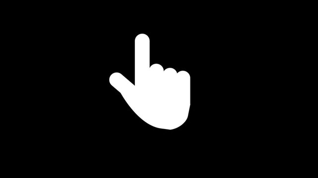 Hand cursor clicking icon animation in simple flat style.