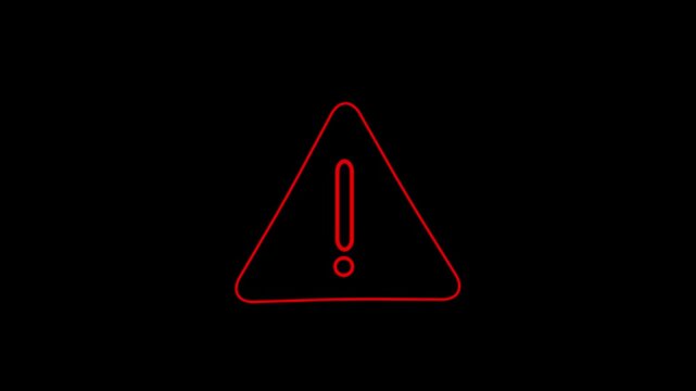 Warning Alert Sign Line Art Animation, Minimalist line art animation of an exclamation mark inside a triangle warning sign.