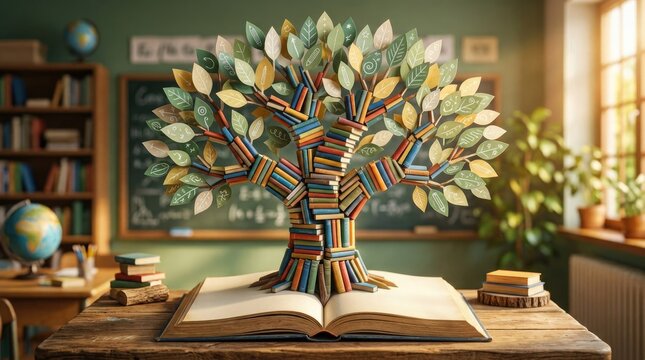 Happy teachers day a symbolic tree of knowledge celebrating educators and learning