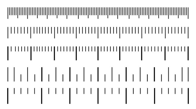 Set of precision rulers and measurement markings for technical drawing and data analysis.