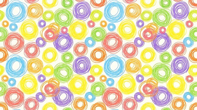 Seamless colorful hand drawn scribble circle pattern