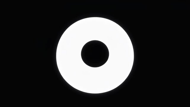 Expanding and contracting circle animation over black background